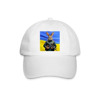 Guardian Rabbit: Held der Ukraine - Baseballkappe - Weiß/Weiß - Vorne