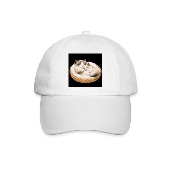 Mama, Katze und ihr Kätzchen schlafen zusammen - Baseballkappe - Weiß/Weiß - Vorne