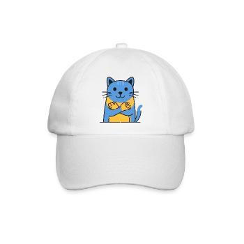 Blauer Katzenfreund Umarmte Pfoten - Baseballkappe - Weiß/Weiß - Vorne