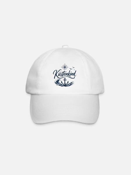 Küstenkind | Maritime Accessories und T-Shirts - Baseballkappe - Weiß/Weiß