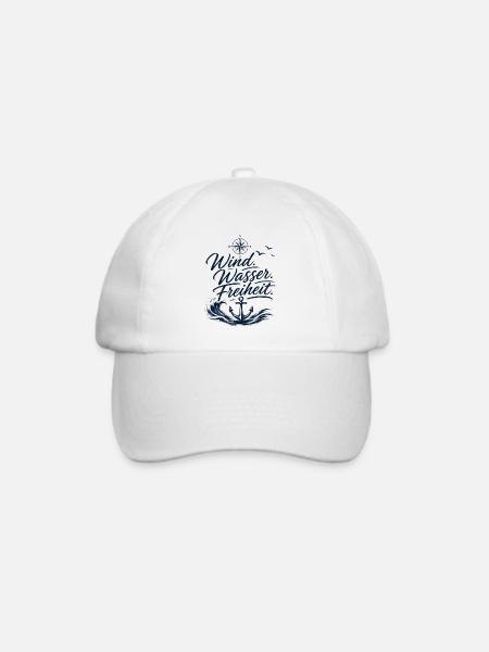 Wind. Wasser. Freiheit- Segelbekleidung Offshore - Baseballkappe - Weiß/Weiß