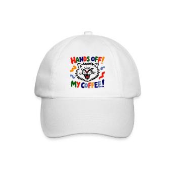 Kaffee-Katzenwarnung: Hände weg! - Baseballkappe - Weiß/Weiß - Vorne