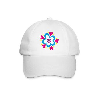 Blume Blüte farbenfroh Yoga Flower Power Deko  - Baseballkappe - Weiß/Weiß - Vorne