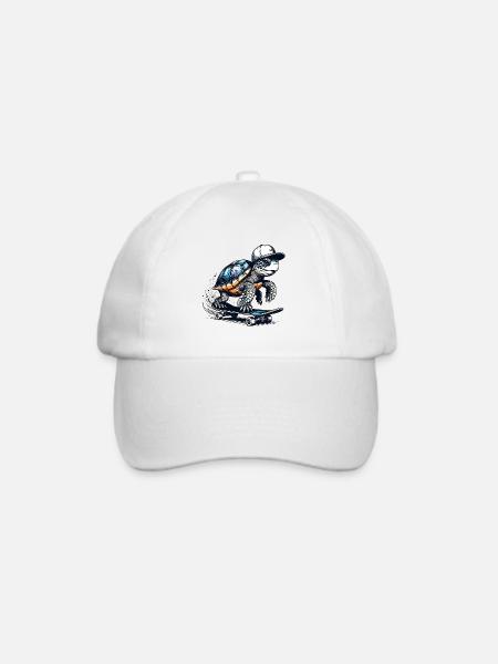 Techno Skater Schildkröte - Baseballkappe - Weiß/Weiß