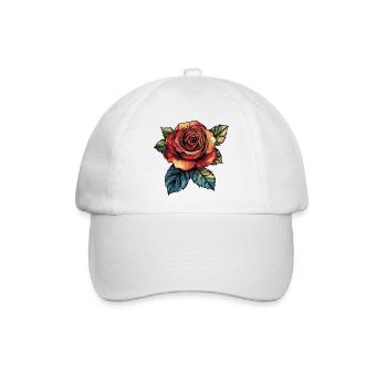 Rose Blume - Baseballkappe - Weiß/Weiß - Vorne