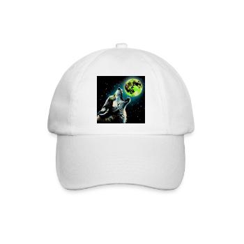 Wolf heult zum Vollmond - Baseballkappe - Weiß/Weiß - Vorne
