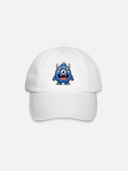 Blaues Monster mit vielen Augen - Baseballkappe - Weiß/Weiß