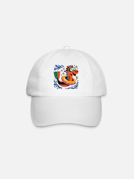 Lustiges Seepferd - Baseballkappe - Weiß/Weiß