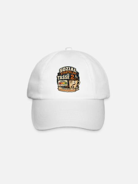 Sozial Startklar Ab Tasse 2 Kaffee Motiv - Baseballkappe - Weiß/Weiß