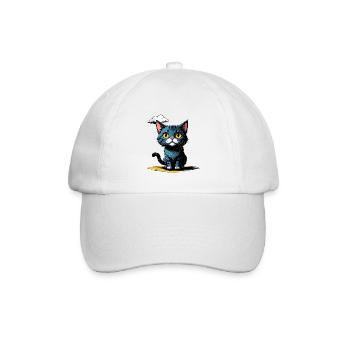 Katze unter einer Regenwolke - Baseballkappe - Weiß/Weiß - Vorne