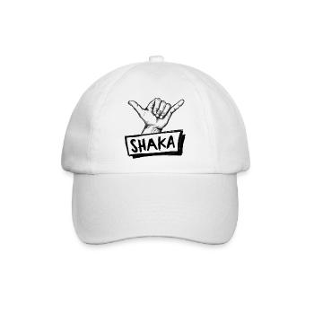 Shaka Surfgruß Handzeichen – Illustration - Baseballkappe - Weiß/Weiß - Vorne