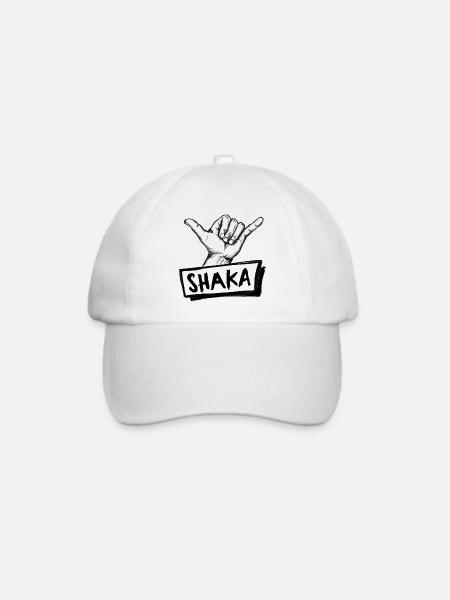 Shaka Surfgruß Handzeichen – Illustration - Baseballkappe - Weiß/Weiß