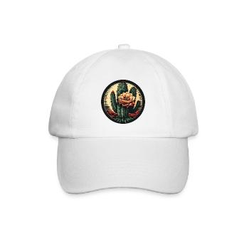 Kaktusblüte im Vintage Rahmen - Baseballkappe - Weiß/Weiß - Vorne