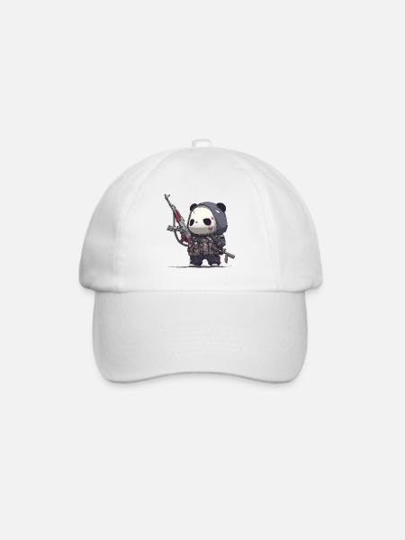 Kampf Panda im Taktik-Outfit - Baseballkappe - Weiß/Weiß
