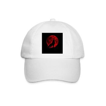 Wolf heult unter Red Moon - Baseballkappe - Weiß/Weiß - Vorne