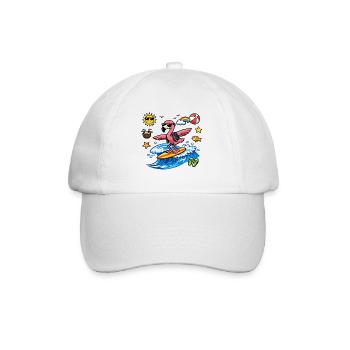 Surfer Flamingo auf Welle - Baseballkappe - Weiß/Weiß - Vorne