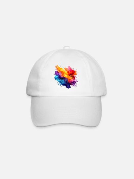 Farbexplosion Acrylwelle - Baseballkappe - Weiß/Weiß