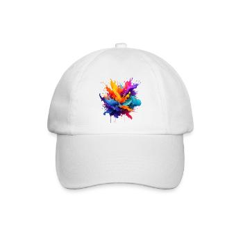 Kaleidoskopische Farbexplosion - Baseballkappe - Weiß/Weiß - Vorne