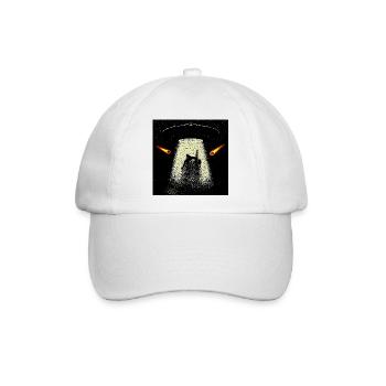 UFO-Strahlen-Entführungs-Silhouette - Baseballkappe - Weiß/Weiß - Vorne