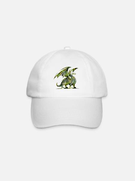 Grüner Drache - Baseballkappe - Weiß/Weiß