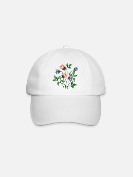 Blumen - Baseballkappe - Weiß/Weiß