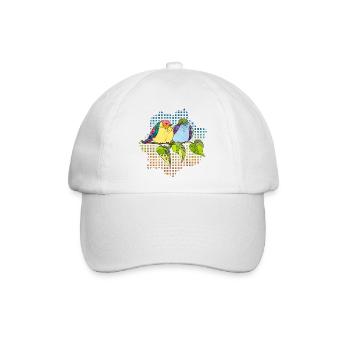 Bunte Vögel - Baseballkappe - Weiß/Weiß - Vorne