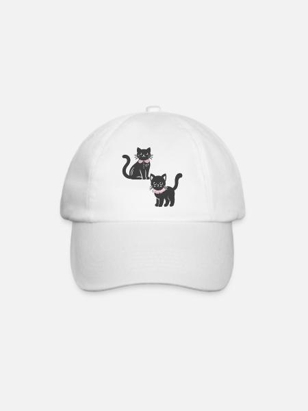 Katzen Duo - Baseballkappe - Weiß/Weiß