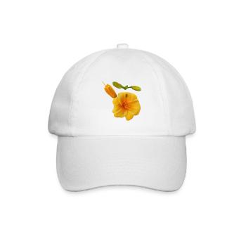 Golden_Yellow_Hemerocallis_Daylily_Flower_and_B - Baseballkappe - Weiß/Weiß - Vorne