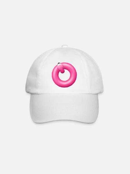 Pink Donut Ring Schwimmring Flamingo - Baseballkappe - Weiß/Weiß