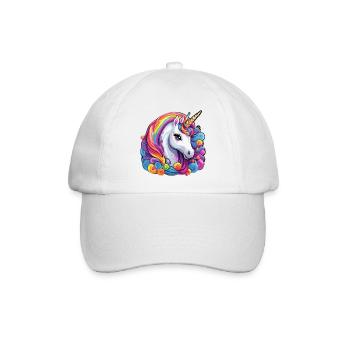 Flammendes Regenbogeneinhorn - Baseballkappe - Weiß/Weiß - Vorne