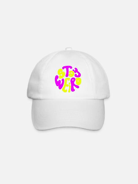 Bleib seltsam Neonblasen-Tippfehler - Baseballkappe - Weiß/Weiß
