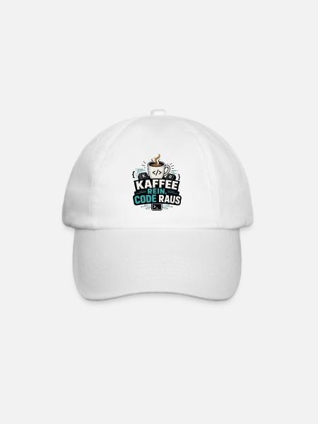 Kaffee rein, Code raus - Baseballkappe - Weiß/Weiß