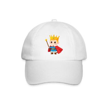 Kleiner König mit Zepter + Krone – Kawaii--Figur - Baseballkappe - Weiß/Weiß - Vorne