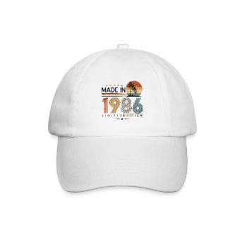 Vintage Retro-Geburtstagsgeschenk von 1986 - Baseballkappe - Weiß/Weiß - Vorne
