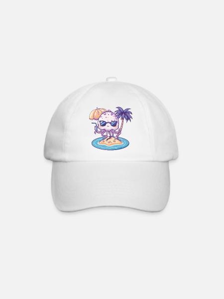 Qualle Sommer Urlaub - Baseballkappe - Weiß/Weiß