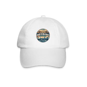 Retro Brisbane River City Reiseabzeichen - Baseballkappe - Weiß/Weiß - Vorne