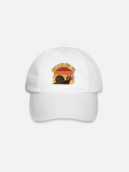 Snailed It Funny Retro Snail Silhouette 70s Sunset - Baseballkappe - Weiß/Weiß