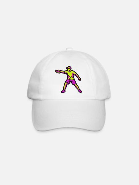 Discgolf Abwurf Silhouette - Baseballkappe - Weiß/Weiß