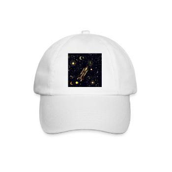Goldene Rakete in kosmischer Umlaufbahn - Baseballkappe - Weiß/Weiß - Vorne