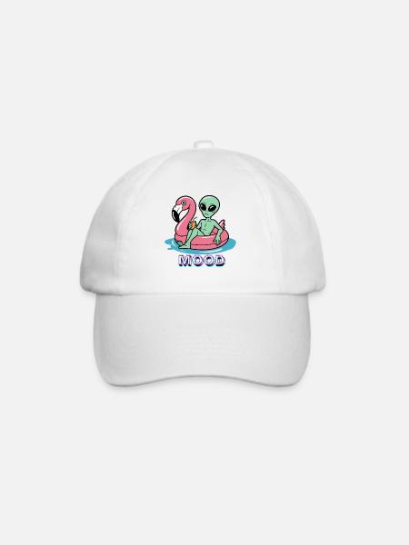 Stimmungs-Neon-Alien auf Flamingo - Baseballkappe - Weiß/Weiß