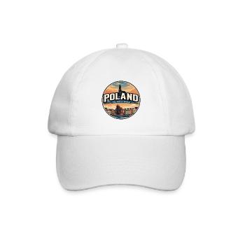 Retro Poland Gdansk Kranichabzeichen - Baseballkappe - Weiß/Weiß - Vorne