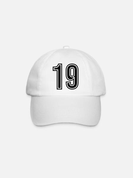 19 Zahl symbol - Baseballkappe - Weiß/Weiß