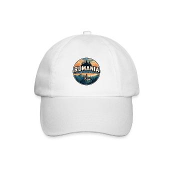 Retro Rumänien Bran Castle Abzeichen - Baseballkappe - Weiß/Weiß - Vorne