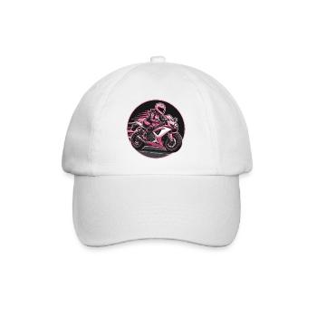 Pink Rider auf Sportmotorrad - Baseballkappe - Weiß/Weiß - Vorne