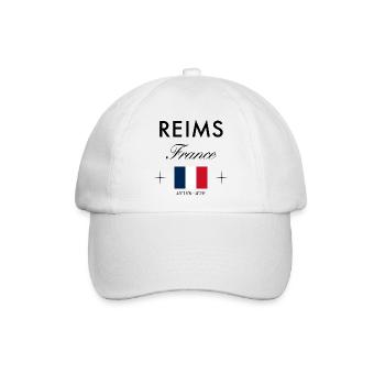 Reims Frankreich Koordinaten Reise Souvenir - Baseballkappe - Weiß/Weiß - Vorne