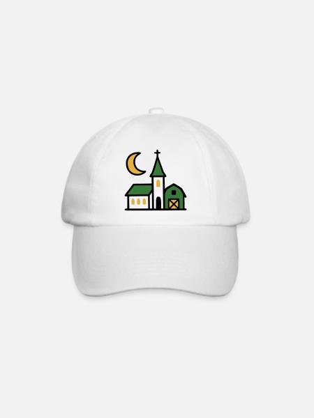 Dorfkirche Mond Grafik - Baseballkappe - Weiß/Weiß