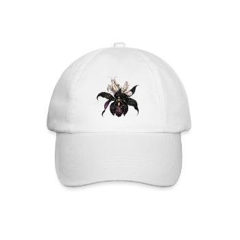 Orchideen-Gottesanbeterin & Schwarze Orchidee - Baseballkappe - Weiß/Weiß - Vorne