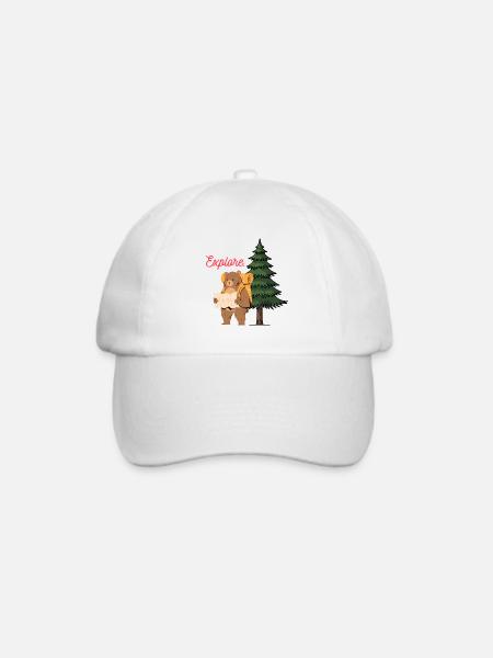 Entdecken Sie Camping Shirt – Bär im Wald - Baseballkappe - Weiß/Weiß
