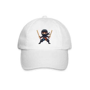 Comic Ninja mit zwei Schlagstöcken – Action Design - Baseballkappe - Weiß/Weiß - Vorne