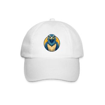 Falcon Kawaii Maskottchen-Cartoon-Clipart-Logo - Baseballkappe - Weiß/Weiß - Vorne